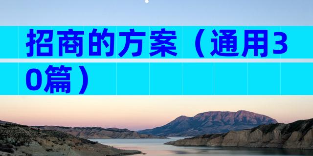 招商的方案（通用30篇）