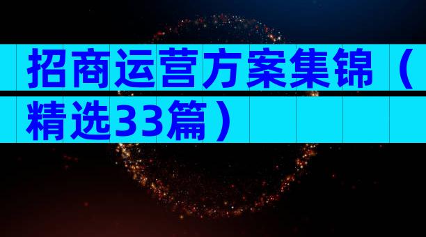 招商运营方案集锦（精选33篇）