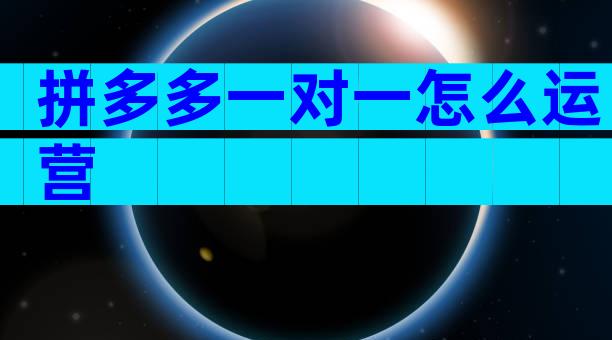 拼多多一对一怎么运营