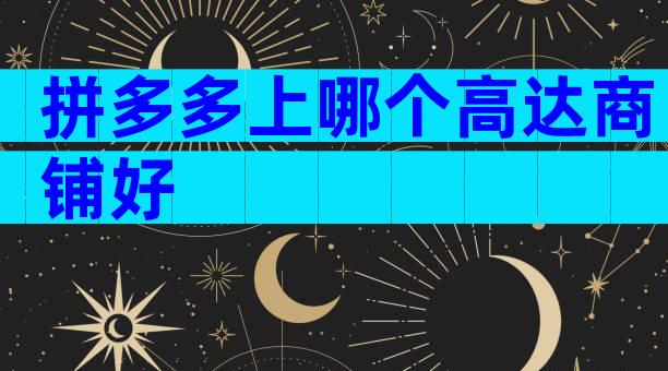 拼多多上哪个高达商铺好