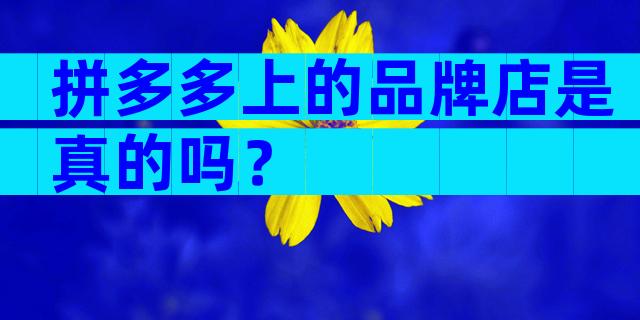 拼多多上的品牌店是真的吗？
