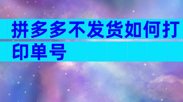 拼多多不发货如何打印单号