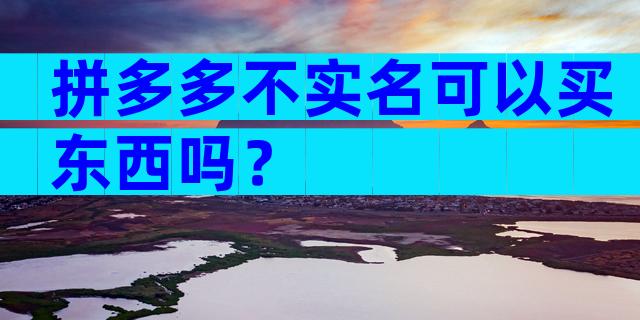拼多多不实名可以买东西吗？