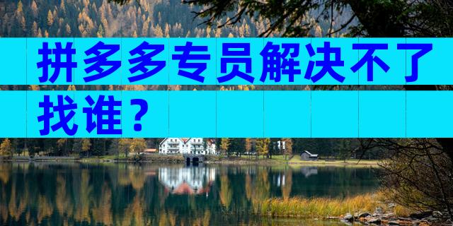 拼多多专员解决不了找谁？