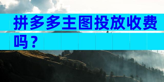 拼多多主图投放收费吗？