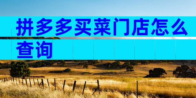 拼多多买菜门店怎么查询