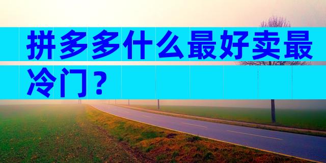 拼多多什么最好卖最冷门？