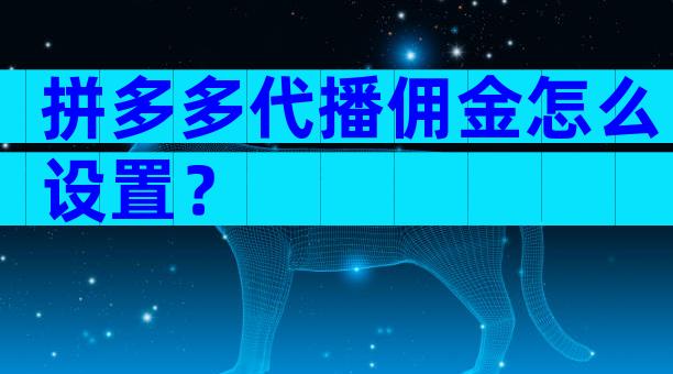 拼多多代播佣金怎么设置？