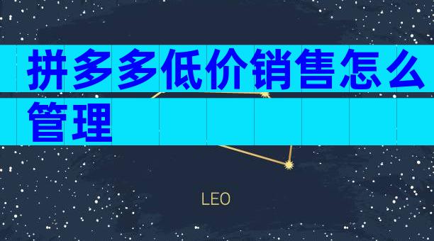 拼多多低价销售怎么管理
