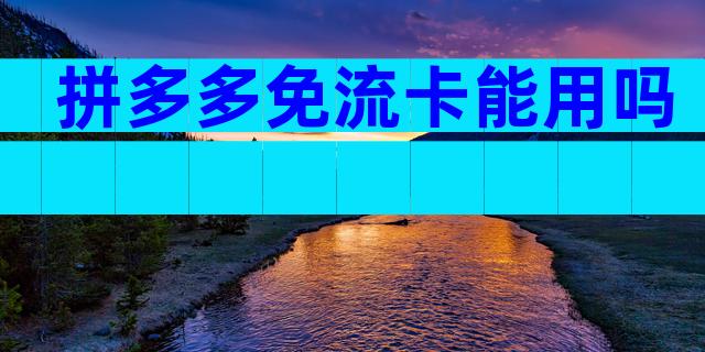 拼多多免流卡能用吗