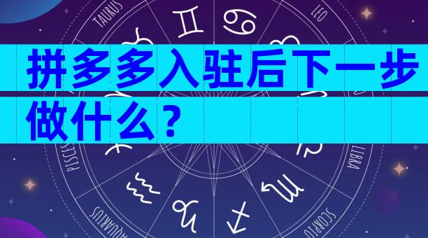 拼多多入驻后下一步做什么？