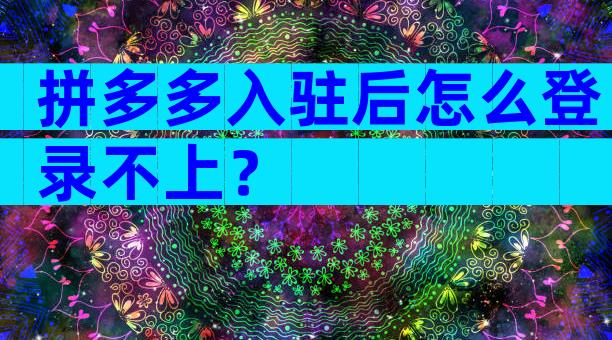 拼多多入驻后怎么登录不上？
