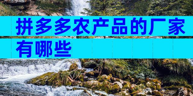 拼多多农产品的厂家有哪些