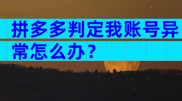 拼多多判定我账号异常怎么办？