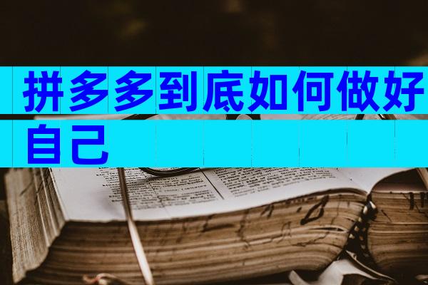 拼多多到底如何做好自己