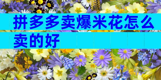 拼多多卖爆米花怎么卖的好