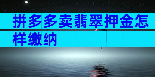 拼多多卖翡翠押金怎样缴纳