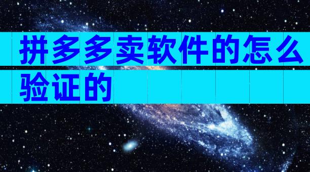 拼多多卖软件的怎么验证的
