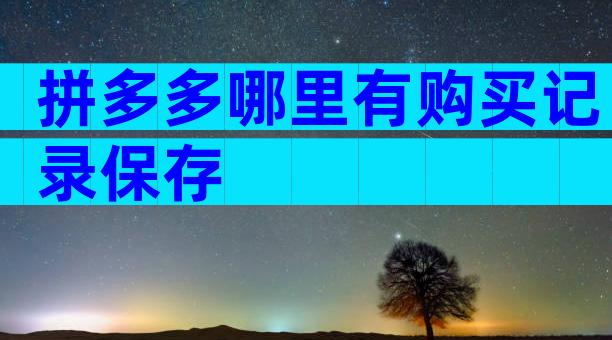 拼多多哪里有购买记录保存