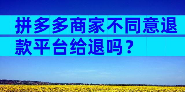 拼多多商家不同意退款平台给退吗？