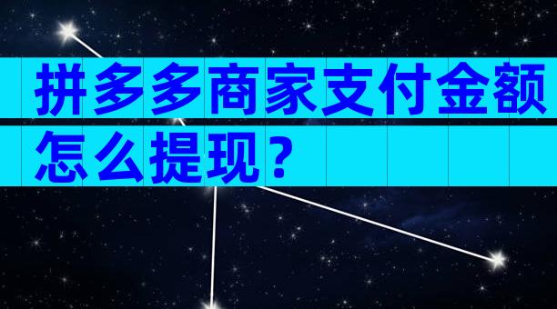 拼多多商家支付金额怎么提现？