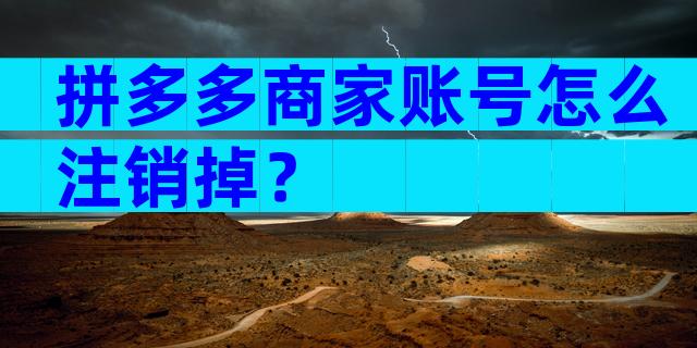 拼多多商家账号怎么注销掉？