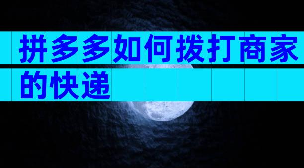 拼多多如何拨打商家的快递