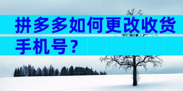 拼多多如何更改收货手机号？