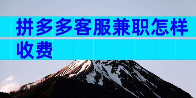 拼多多客服兼职怎样收费