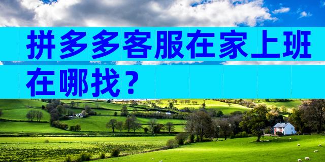 拼多多客服在家上班在哪找？