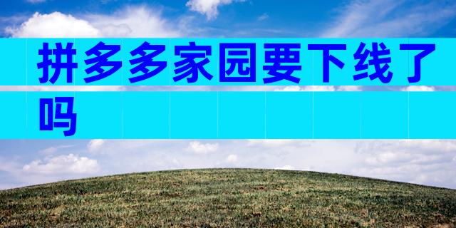 拼多多家园要下线了吗