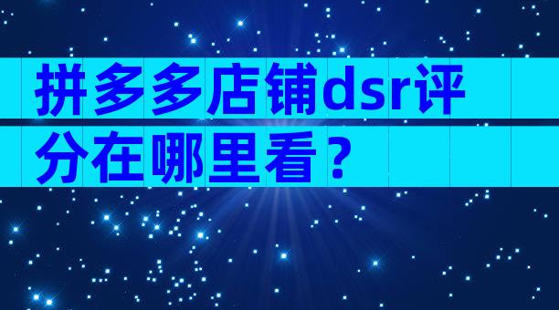 拼多多店铺dsr评分在哪里看？