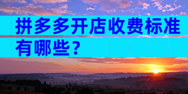 拼多多开店收费标准有哪些？