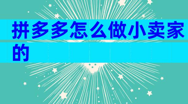 拼多多怎么做小卖家的