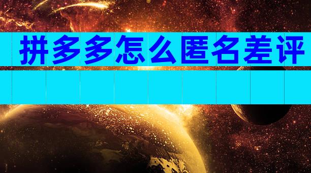 拼多多怎么匿名差评