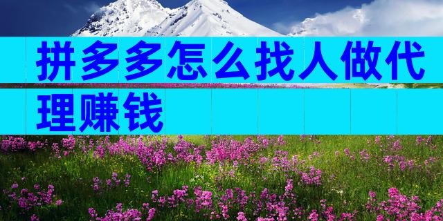 拼多多怎么找人做代理赚钱