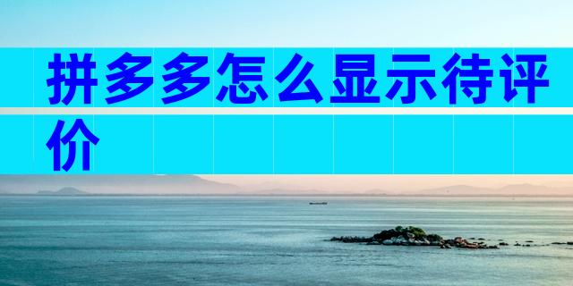 拼多多怎么显示待评价