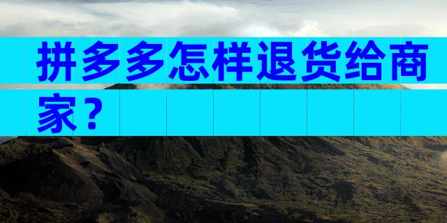 拼多多怎样退货给商家？