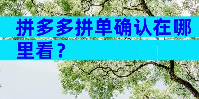 拼多多拼单确认在哪里看？