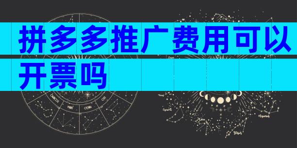 拼多多推广费用可以开票吗