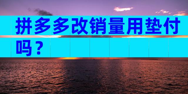 拼多多改销量用垫付吗？