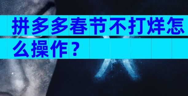 拼多多春节不打烊怎么操作？