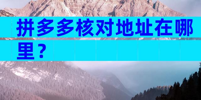 拼多多核对地址在哪里？