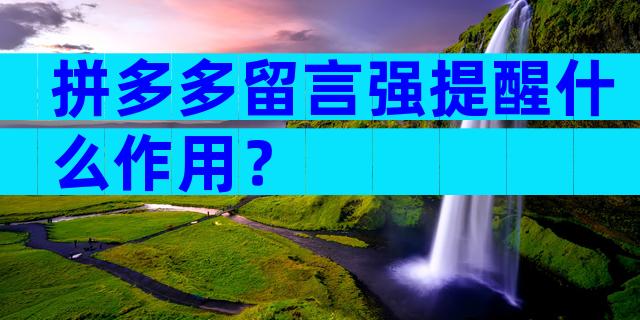 拼多多留言强提醒什么作用？