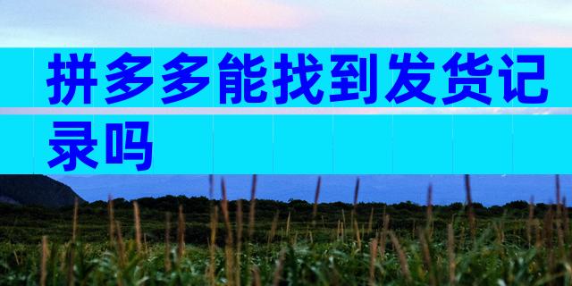 拼多多能找到发货记录吗