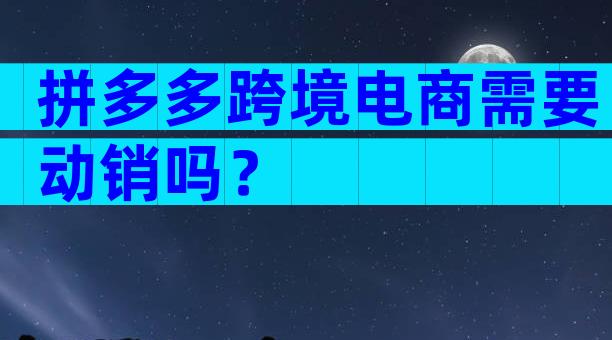 拼多多跨境电商需要动销吗？