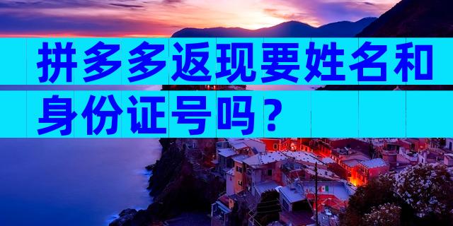 拼多多返现要姓名和身份证号吗？