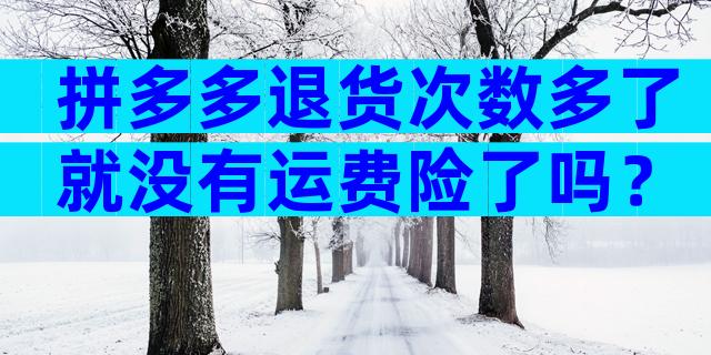 拼多多退货次数多了就没有运费险了吗？
