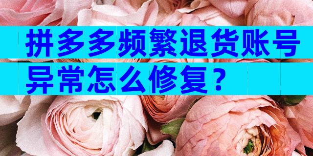 拼多多频繁退货账号异常怎么修复？