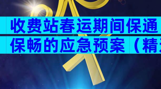 收费站春运期间保通保畅的应急预案（精选17篇）